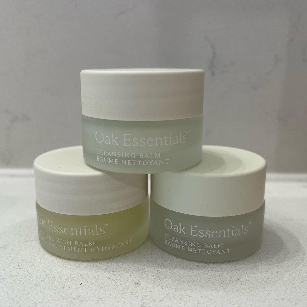 Oak Essentials Skincare - 2 cleansing balm and one moisture rich balm